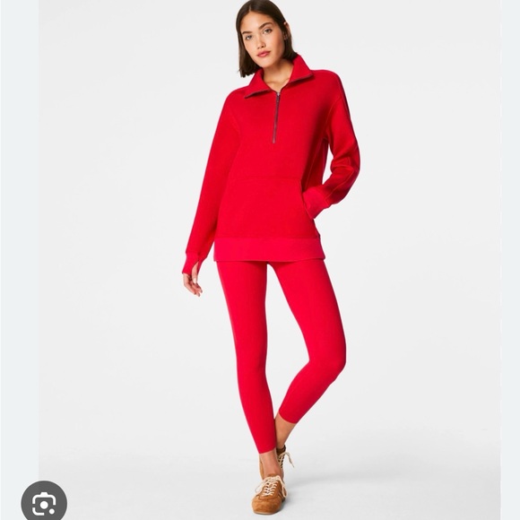 SPANX Red Long Sleeve 1/2 Zip Tunic - Picture 2 of 5